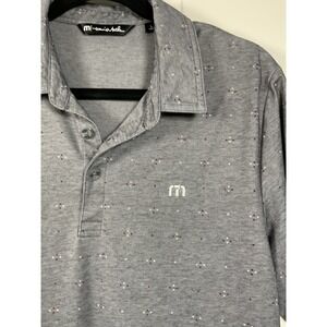 Travis Mathew's Men's Polo, Gray With Geometric Design, Size Medium